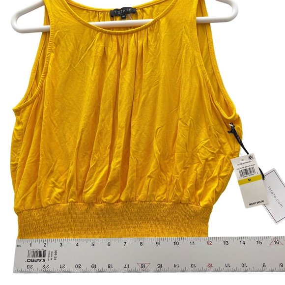1. STATE Women Smocked Hem Crop Tank Top Sunflower Yellow Sz Medium NWT - 0019 - Picture 8 of 9